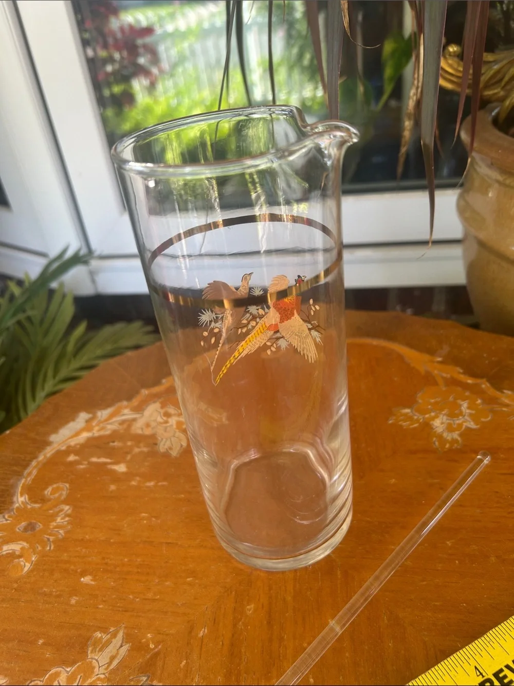 Vintage Cocktail Pitcher with Pheasant Motif